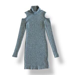 Silence and Noise Cold Shoulder Mock‎ Neck Mini Dress Womens Size S Gray